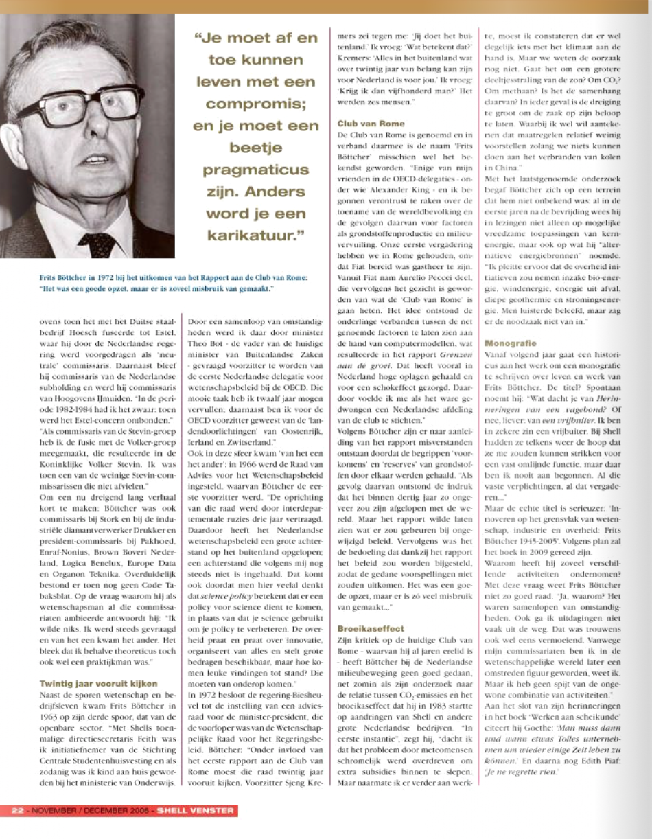 Interview met Frits Böttcher in Shell Venster (2006)