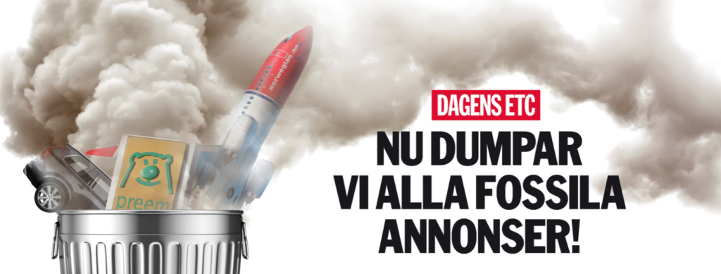 Zweedse Krant Dagens ETC weert reclame van de fossiele industrie